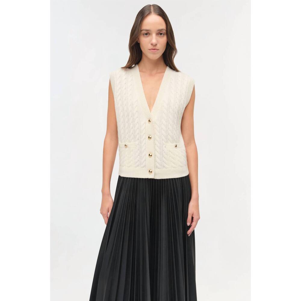 NEW JONATHAN SIMKHAI perrie cashmere vest in ivory